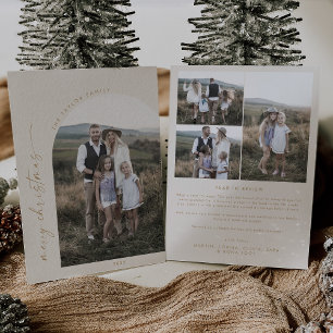 Modern Boho Arch Cream Christmas Photo Holiday