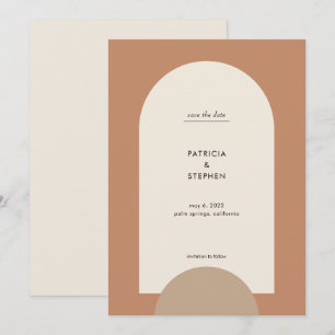 Modern Boho Arch Desert Terracotta Sand Save The Date