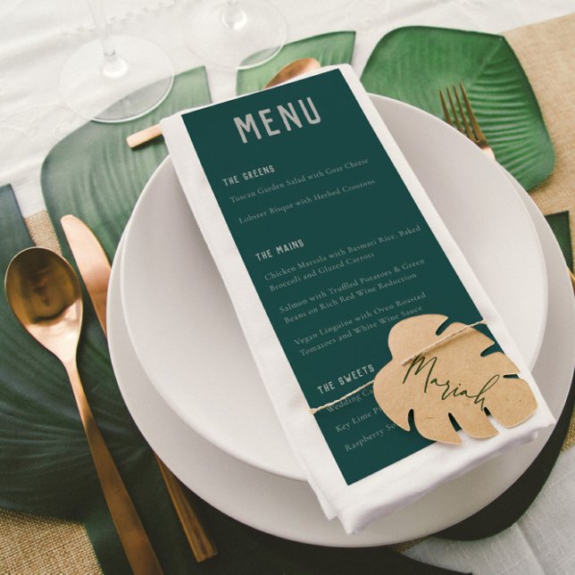 Modern Boho Arch Green Grey Typography Wedding Menu (Creator Uploaded)