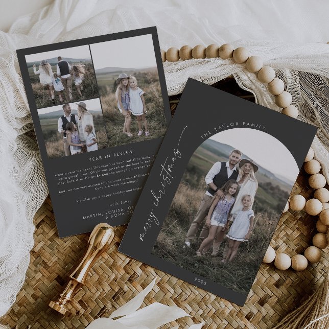Modern Boho Arch | Grey Christmas Photo Holiday  (Creator Uploaded)