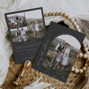 Modern Boho Arch   Grey Christmas Photo Holiday  Card
