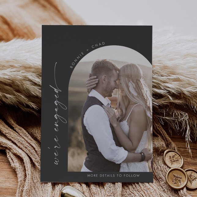 Modern Boho Arch | Grey Photo Engagement Announcement (Creator Uploaded)