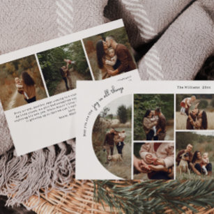 Modern Boho Arch Joy In All Things Eight Photo Holiday Card