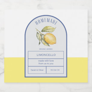 Modern Boho Arch Lemons Limoncello Wedding Bottle  Liquor Bottle Label