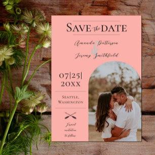 Modern Boho Arch Photo   Coral Save the Date