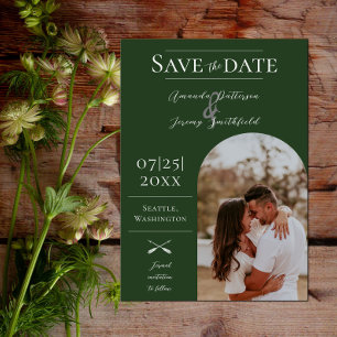Modern Boho Arch Photo   Emerald Green Save The Date