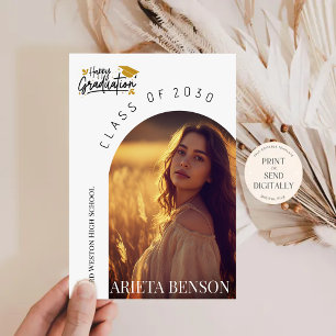 Modern Boho Arch Photo Graduation Announcement