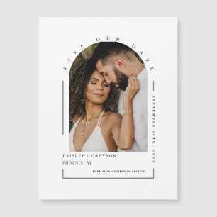 Modern Boho Arch Photo Save Our Date Magnetic Card