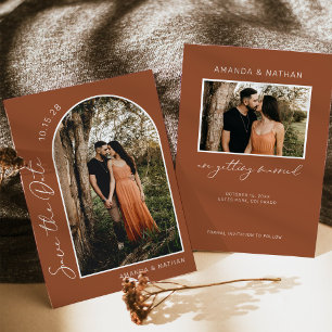 Modern Boho Arch Photo Terracotta Wedding Save The Date