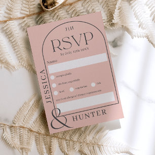Modern boho arch  wedding pale pink grey RSVP card