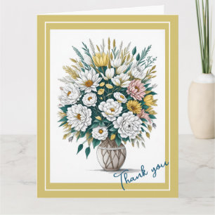Modern Boho Art Flower In A Vase Thank You Card