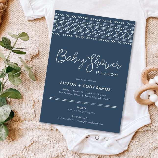 Modern Boho Baby Shower | Lake Blue Invitation (Creator Uploaded)