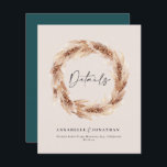 Modern boho barn pampas grass wedding details teal<br><div class="desc">Modern bohemian rustic natural barn pampas grass stylish wedding details card. Modern on trend script text and rust / terracotta /  burnt orange and teal deaign.</div>