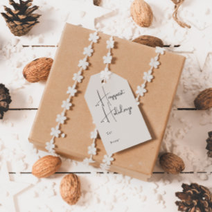 Modern Boho Beige Happiest Holidays To and From Gift Tags
