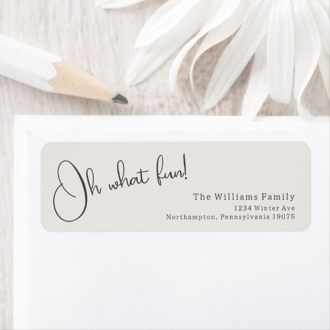 Modern Boho Beige Oh What Fun Return Address Label (Insitu)