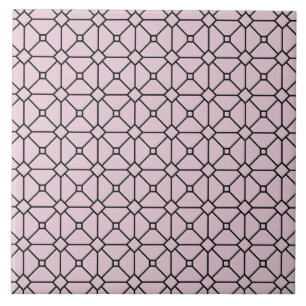 Modern Boho Black and Pink Pattern Rhombus Tile
