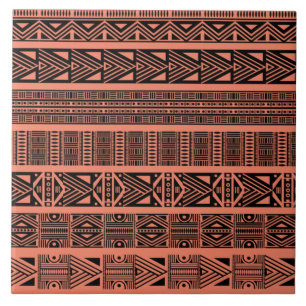 Modern Boho Black and Pink Pattern Strips Tile