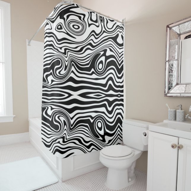 Modern Boho Black and White Pattern Strips Animal (In Situ)