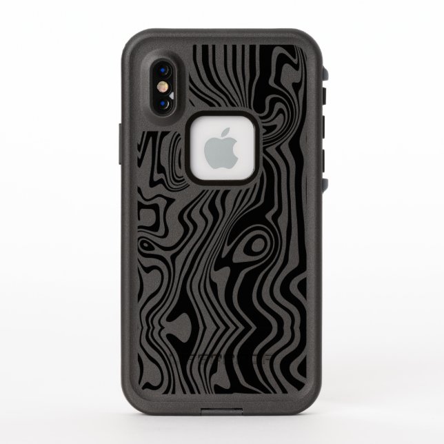 Modern Boho Black and White Pattern Strips Animal LifeProof iPhone Case (Back)