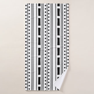 Modern Boho Black and White Stripe Pattern  Bath Towel