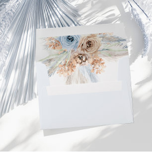 Modern Boho Blue Floral Wedding Invitation Envelope