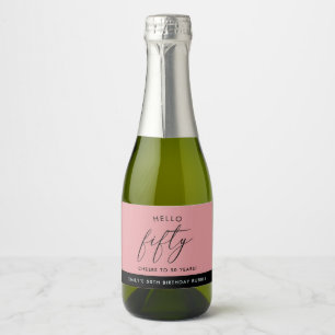 Modern Boho Blush Personalized 50th Birthday Champ Sparkling Wine Label