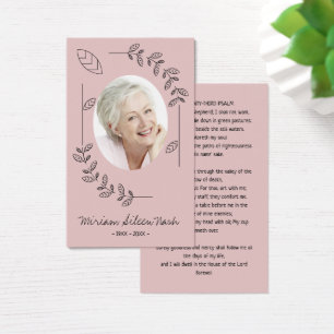 Modern Boho Blush Pink White Photo Funeral Card