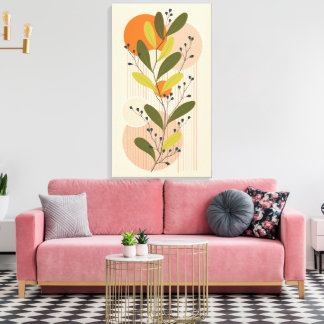 Modern Boho,Botanical and Geometric Art Style Canvas Print