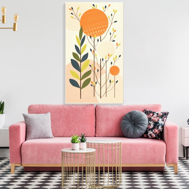 Modern Boho,Botanical,and Geometric Style Tableaux Canvas Print (Insitu(LivingRoom))