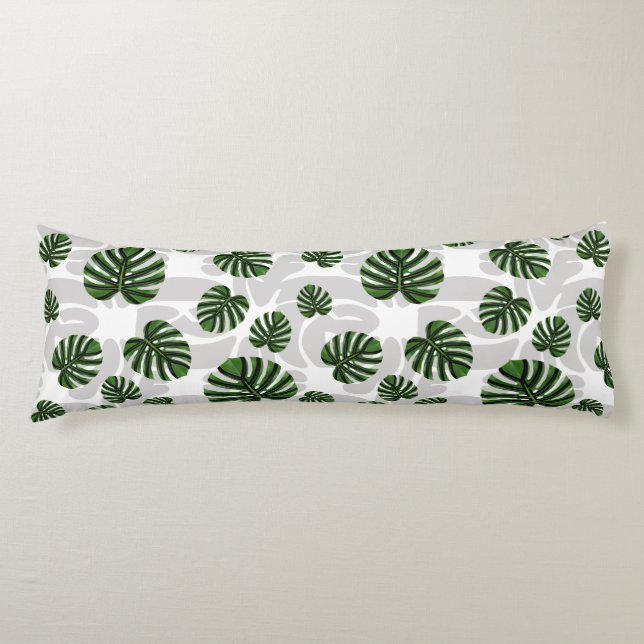 Modern Boho Botanical Leaves Pattern Body Pillow (Front)