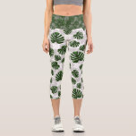 Modern Boho Botanical Leaves Pattern Capri Leggings<br><div class="desc">Bring the freshness of nature into your everyday life with our botanical pattern featuring stylized Monstera leaves and organic foliage. This design blends organic aesthetics with a modern, bohemian flair, making it ideal for home textiles, device cases, and fashion accessories. Flexible Design: We’ve created this pattern on a transparent base...</div>