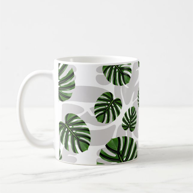 Modern Boho Botanical Leaves Pattern Coffee Mug (Left)