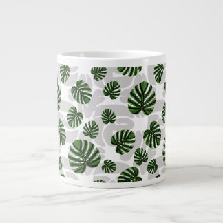 Modern Boho Botanical Leaves Pattern Large Coffee Mug