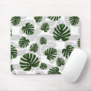 Modern Boho Botanical Leaves Pattern Mouse Pad