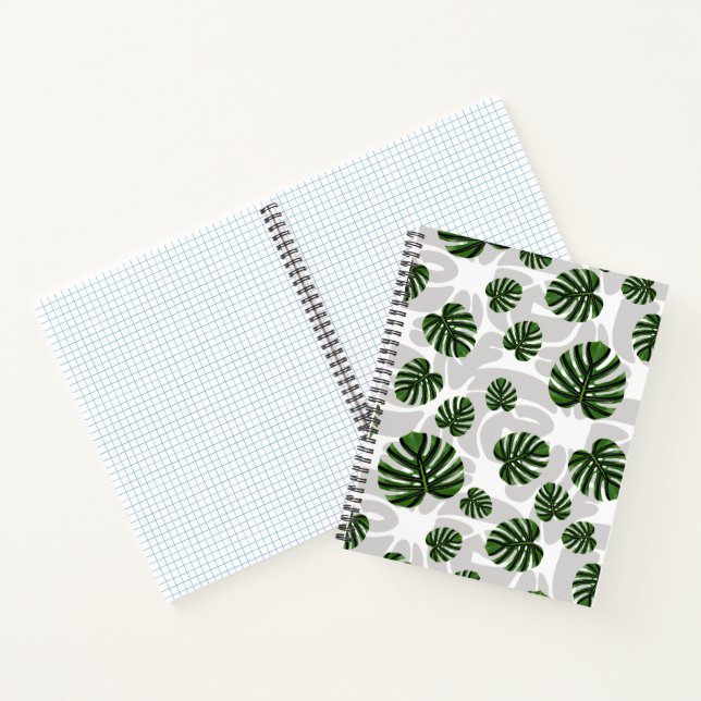 Modern Boho Botanical Leaves Pattern Notebook (Inside)