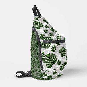 Modern Boho Botanical Leaves Pattern Sling Bag
