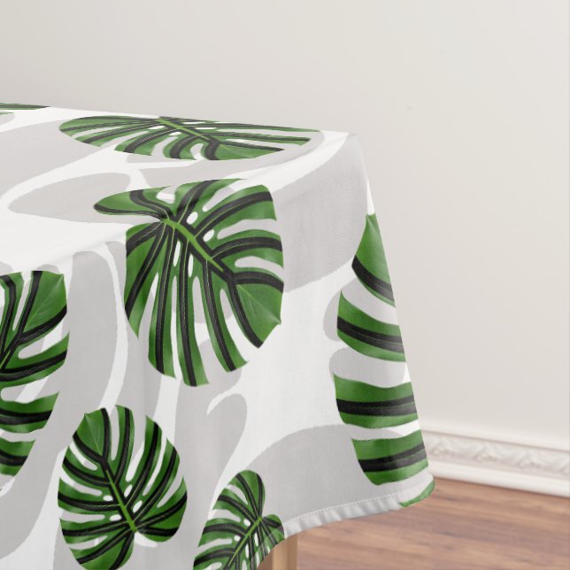 Modern Boho Botanical Leaves Pattern Tablecloth (In Situ)