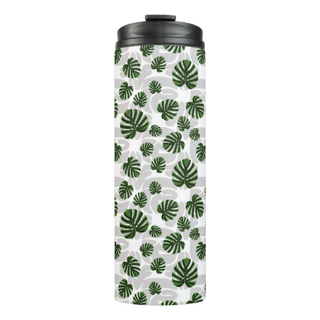 Modern Boho Botanical Leaves Pattern Thermal Tumbler (Front)