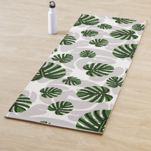 Modern Boho Botanical Leaves Pattern Yoga Mat
