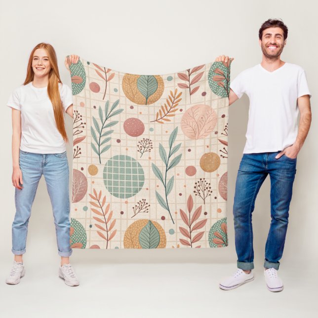 Modern Boho Botanical | Minimalist & Geometric Fleece Blanket (In Situ)