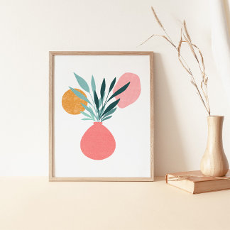 Modern Boho Botanical Potted Plant Art Poster