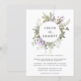 Modern Boho Botanical Wreath Wedding Invitation