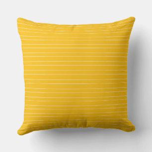 Modern Boho Bright Mustard Colorful Yellow Striped Throw Pillow