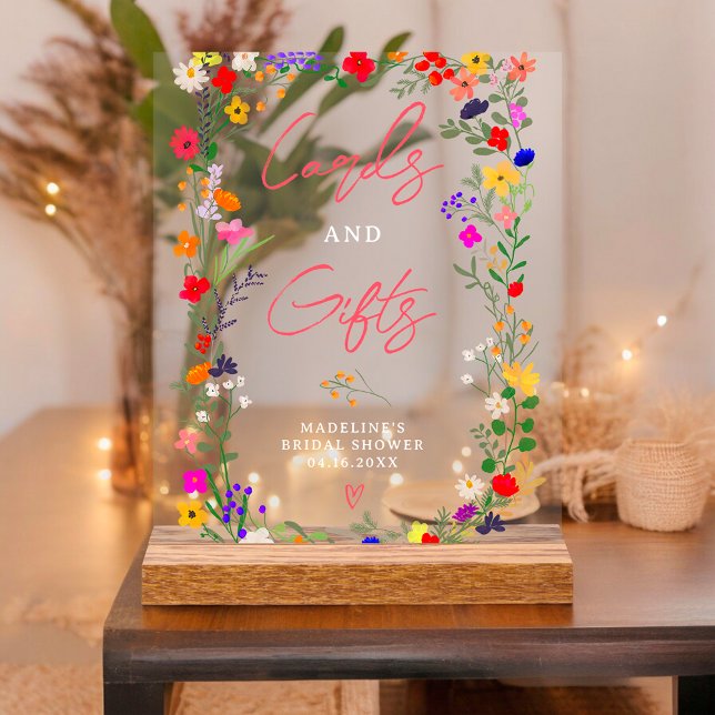 Modern boho bright wild flowers bridal sign (Modern boho bright wild flowers bridal sign)