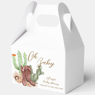 Modern Boho Cactus Cowboy Shoes Baby Shower  Favor Box