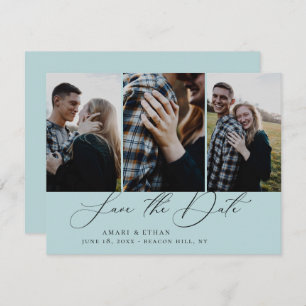 Modern Boho Calligraphy Multi-Photo Save the Date Announcement