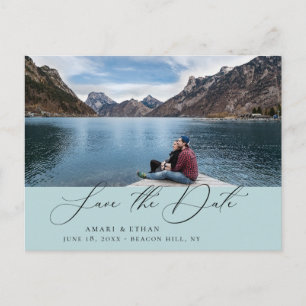 Modern Boho Calligraphy Photo Save the Date Announcement Postcard