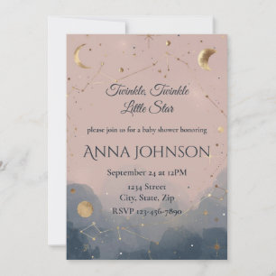 Modern Boho Celestial Baby Shower Invitation