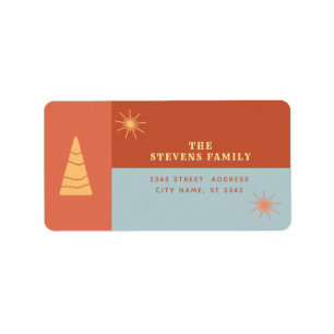 Modern boho cheerful colour block holiday  label