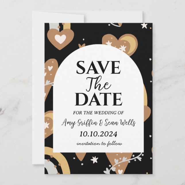 modern boho chic fall save the date cards (Front)